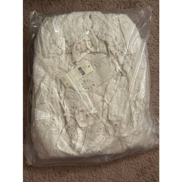 Anthropologie Small Pilcro Puff-Sleeve Eyelet Romper White MSRP $158 NWT - Picture 4 of 9